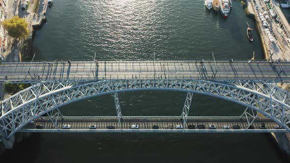 Pedestrians Vehicles and Public Transport Use Metal Decks to Cross the River