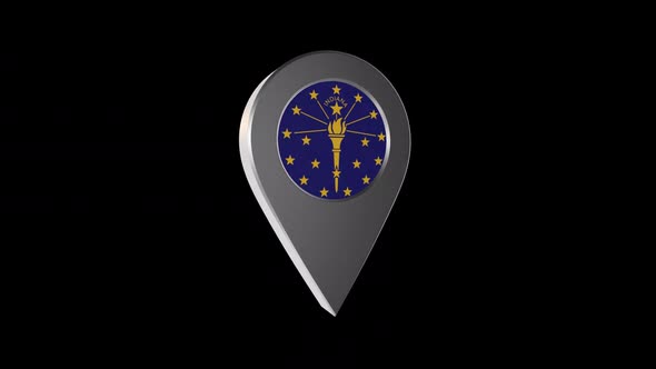 3d Animation Map Navigation Pointer With Indiana Flag With Alpha Channel - 2K