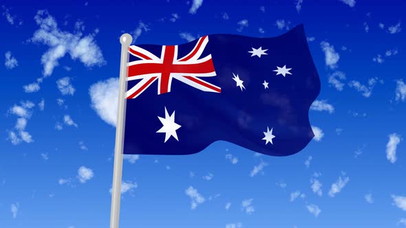 Australia Fly Flag Wave In The Sky