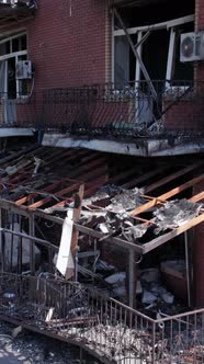 Vertical Video of a Residential Building Destroyed By the War in Ukraine