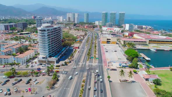 Avenue, Cars and Buildings in Puerto Vallarta