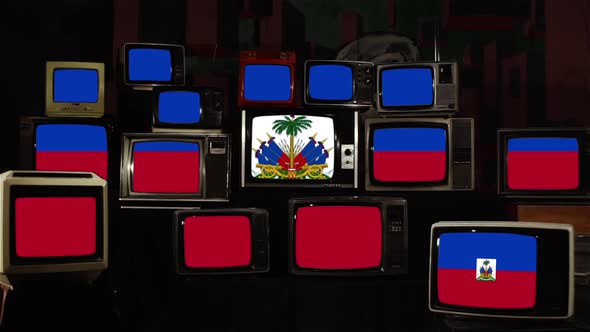 Haiti flags and Vintage Televisions.