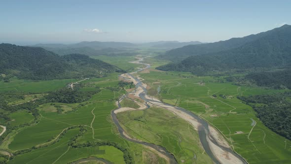 Mountain Valley with Farmlands in the Philippines