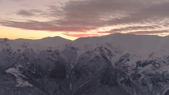 Mountain Line and the Sky in Sunset Colors