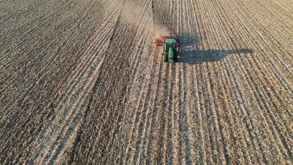 Plowing tractor from above