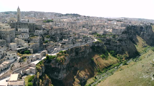 Panoramic View of Ancient Town of Matera in Sanny Day, Basilicata, Southern Italy