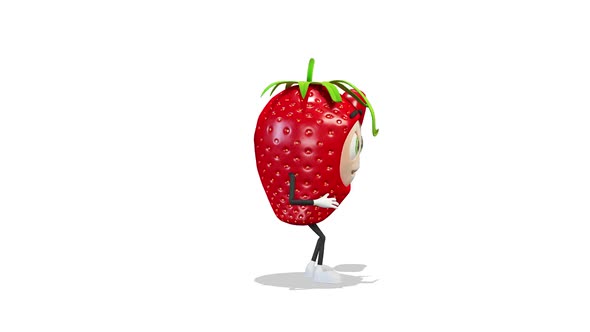 Strawberry Dancing With A Heart on White Background