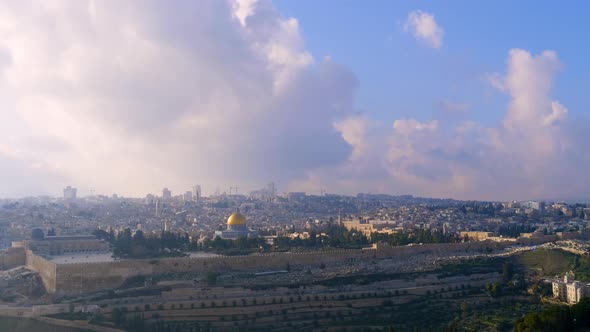 Panoramic View on Jerusalem with the Dome of the Rock From the Mount of Olives