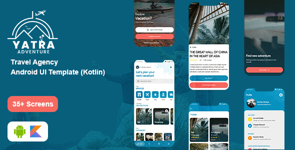 Yatra - Travel Agency UI Template (Kotlin)
