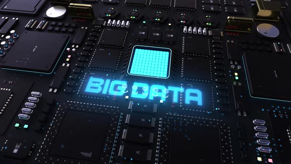 big data header on the background of microprocessors on a circuit board .