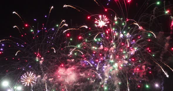 Fireworks show against the background of the night sky