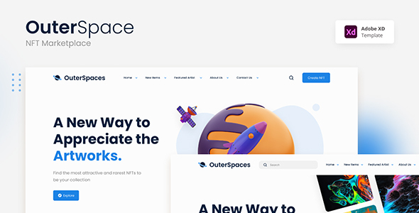 OuterSpace - Modern NFT Marketplace UI Template Adobe XD