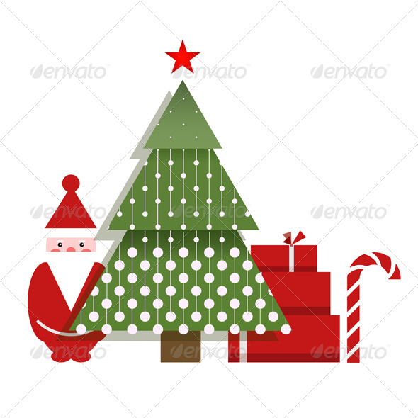 Santa Christmas Tree Presents and a Candy