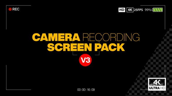 Video Camera Recording Screen Pack V3 4K Alpha