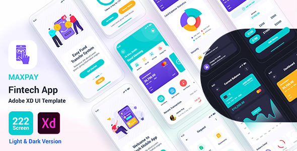 Maxpay – Fintech App Adobe XD UI Template