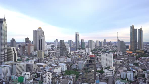 Bangkok city center panorama skyline with high-rise building skyscrapers and towers view from top ap