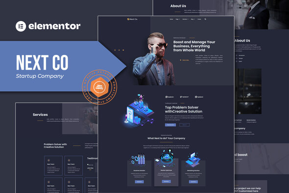 Next Co - Startup Company Elementor Template Kit