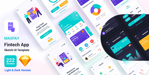 Maxpay – Fintech App Sketch UI Template