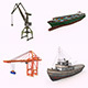 Collection of 4 Lowpoly Port Vehicle 3D models - 3DOcean Item for Sale