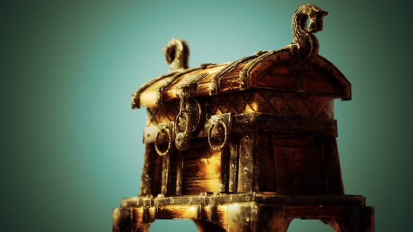 Closed Wooden Treasure Chest with Metal Clasp alt