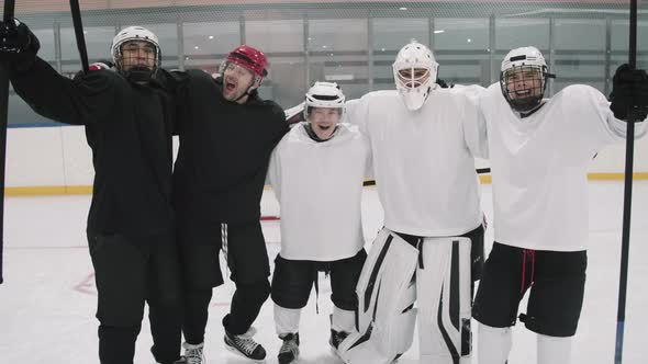 Portrait Of Cheerful Hockey Players