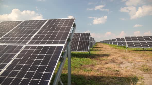 Solar Panels with the Sunny Sky