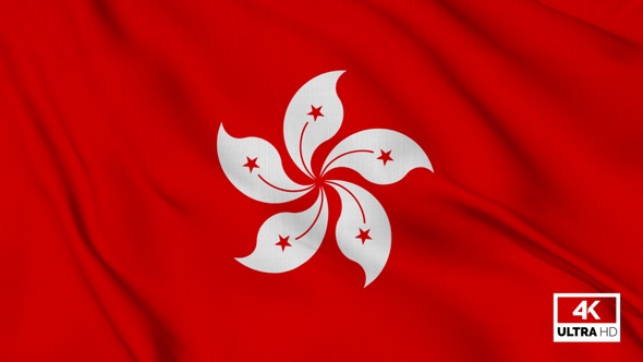 Hong Kong Flag Waving Slowly Looped