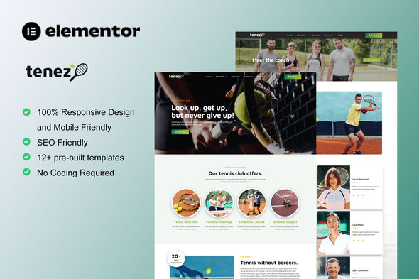 Tenez - Tennis School & Club Elementor Template Kit