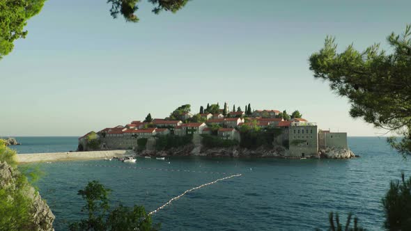 Sveti Stefan Is a Tourist Town By the Sea. Montenegro. Day