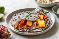 Sweet Purple Tortilla with Mango Carrot Pomegranate and Hummus - PhotoDune Item for Sale
