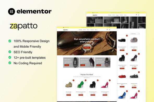 Zapatto - Shoes Store WooCommerce Elementor Template Kit