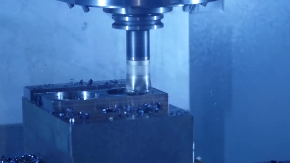 HD - CNC Milling of steel Parts. Close up