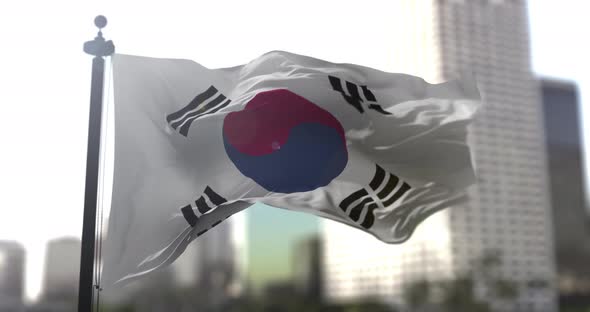 South Korean national flag. South Korea country waving flag