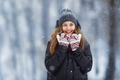 Winter young woman portrait. Beauty Joyful Model Girl laughing and having fun in winter park - PhotoDune Item for Sale