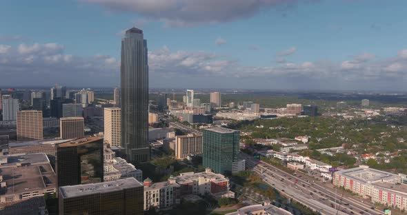 Drone view of the Galleria mall area in Houston, Texas. This video was filmed in 4k for best image q