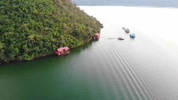 The big reservoir of Srinagarind Dam in Kanchanaburi Thailand.