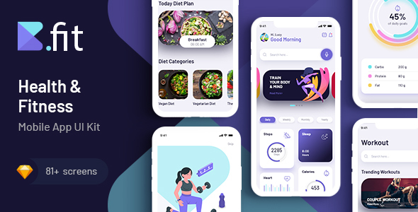 Bfit | Fitness App UI Kit for Sketch