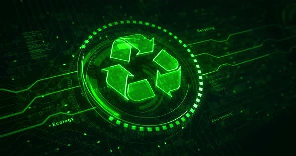 Recycling digital waste data and sustainable industry symbol loop concept