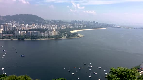 Time lapse with boats coming in and going out of the Botafogo recreational port in Rio de Janeiro fo