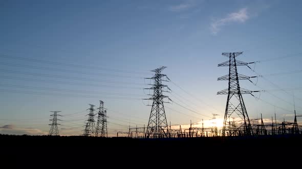 Pylons and substations