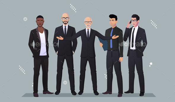 Business Characters In Suit for Landing Page