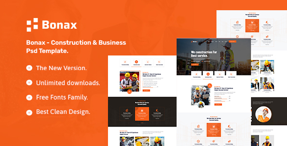 Bonax - Construction & Business Psd Template