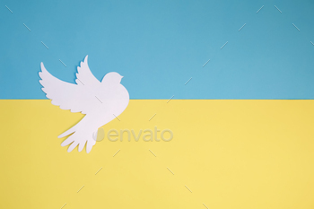 War Ukraine and Russia. The flag of Ukraine and the symbol of victory. Freedom and text Pray for
