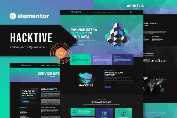 Hacktive - Cyber Security Service Elementor Template Kit