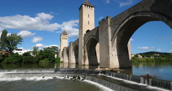 The medieval Pont Valentre, Cahors, Lot department, the Occitan, France