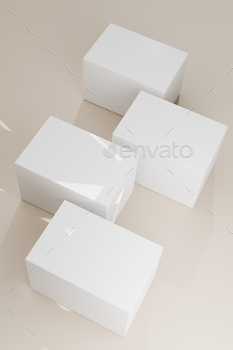 3d render. Mockup cover box on beige