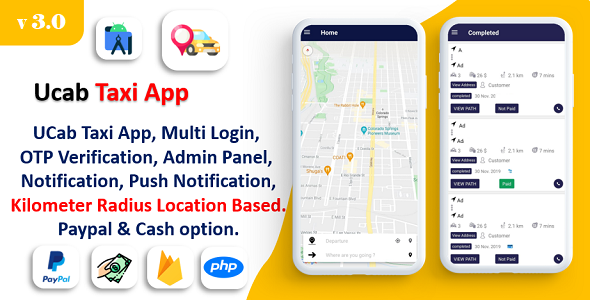 UCab Taxi App | On Demand Taxi App | Taxi App Payment Gateway | Login with Phone Number | KM Radius