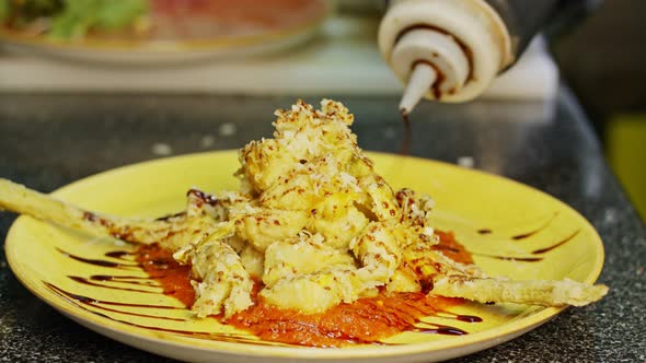 A plate of fried Artichoke served in a restaurant