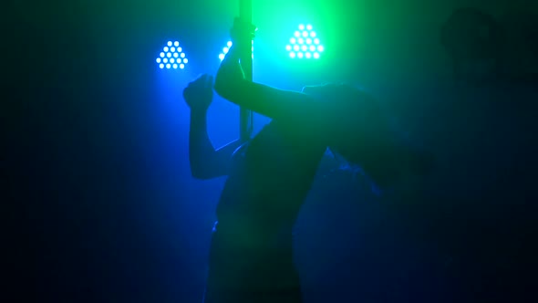 Silhouette of a Girl Dancing on a Pole