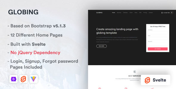 Globing - Svelte Landing Page Template